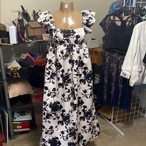 Floral Black and White Women's Dress